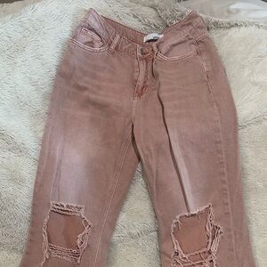 VERVET BY FLYING MONKEY Rose Distressed Straight Leg Jeans